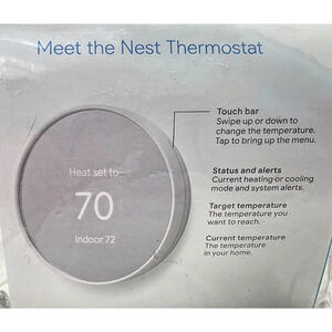 Nest Thermostat w/Trim Kit (without Cover Plate) w/Screws in White, Model G4CVZ